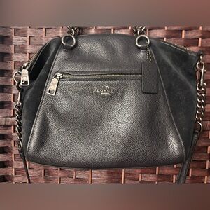 Coach Black Leather & Suede Shoulder Bag